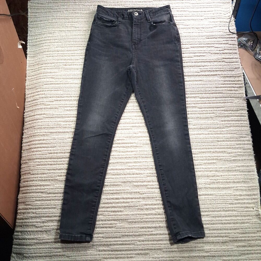 arizona jean co womens 9 faded black skinny jeans stretch cotton denim pants 28w